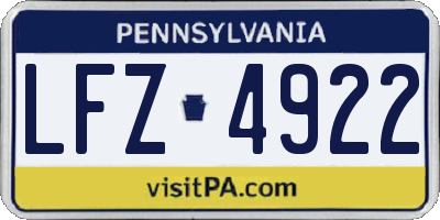 PA license plate LFZ4922