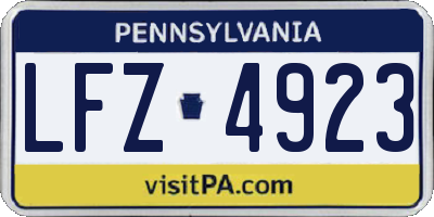PA license plate LFZ4923