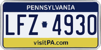 PA license plate LFZ4930