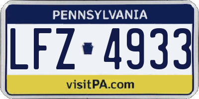 PA license plate LFZ4933