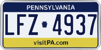 PA license plate LFZ4937