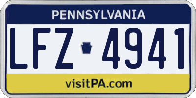 PA license plate LFZ4941