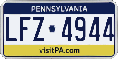 PA license plate LFZ4944