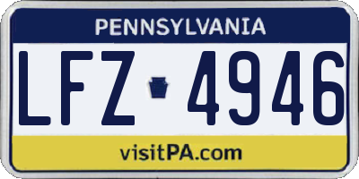 PA license plate LFZ4946