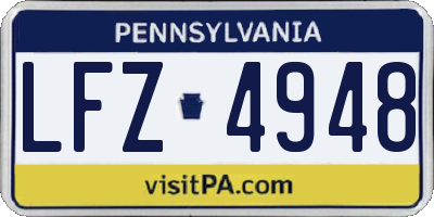 PA license plate LFZ4948