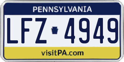 PA license plate LFZ4949