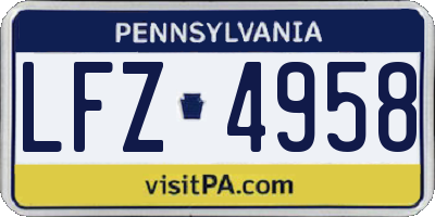 PA license plate LFZ4958