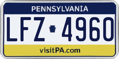 PA license plate LFZ4960