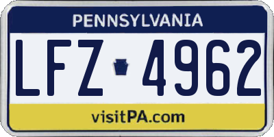 PA license plate LFZ4962