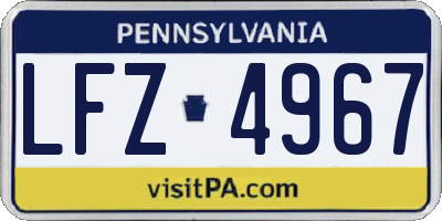 PA license plate LFZ4967