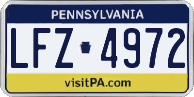 PA license plate LFZ4972