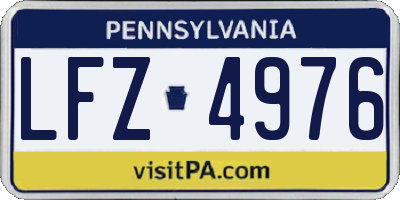 PA license plate LFZ4976