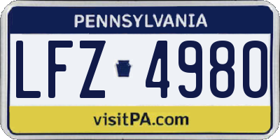 PA license plate LFZ4980