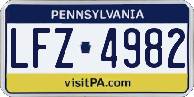 PA license plate LFZ4982