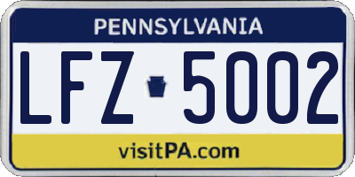 PA license plate LFZ5002