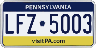 PA license plate LFZ5003