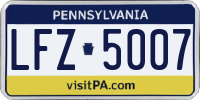 PA license plate LFZ5007