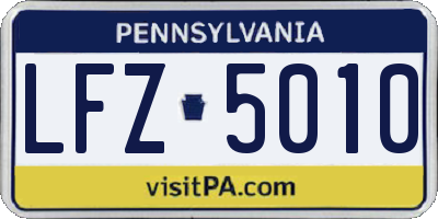 PA license plate LFZ5010