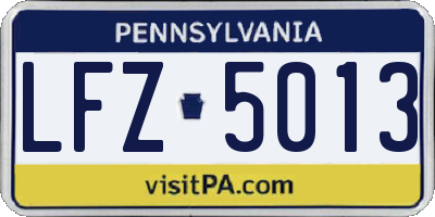 PA license plate LFZ5013