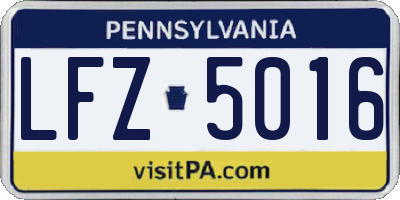 PA license plate LFZ5016