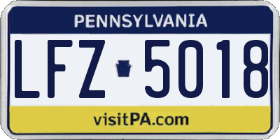 PA license plate LFZ5018