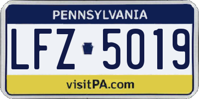 PA license plate LFZ5019