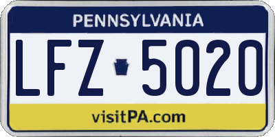 PA license plate LFZ5020