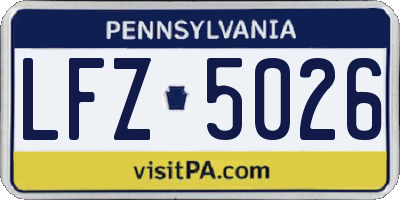 PA license plate LFZ5026