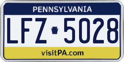 PA license plate LFZ5028