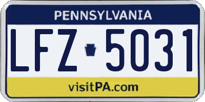 PA license plate LFZ5031
