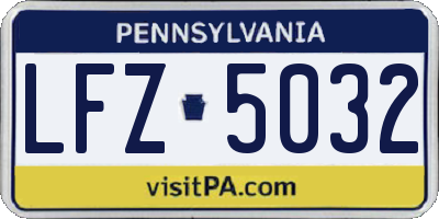 PA license plate LFZ5032
