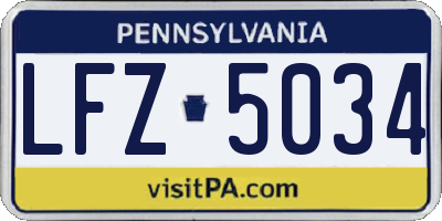PA license plate LFZ5034