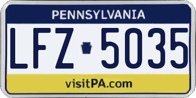 PA license plate LFZ5035