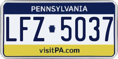 PA license plate LFZ5037