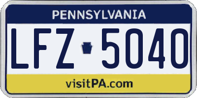 PA license plate LFZ5040
