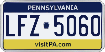 PA license plate LFZ5060