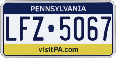 PA license plate LFZ5067