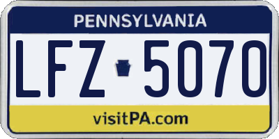PA license plate LFZ5070