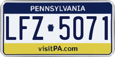 PA license plate LFZ5071