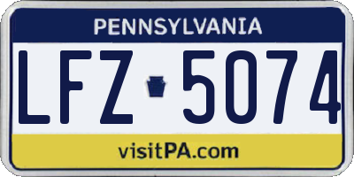 PA license plate LFZ5074