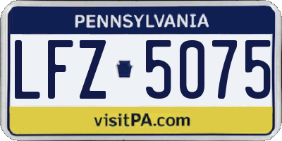 PA license plate LFZ5075