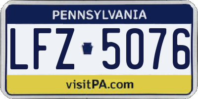 PA license plate LFZ5076