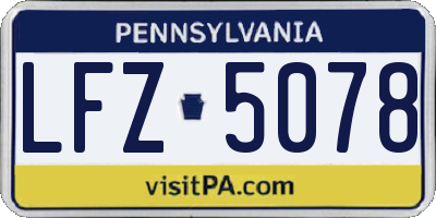 PA license plate LFZ5078