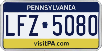 PA license plate LFZ5080