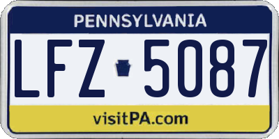 PA license plate LFZ5087