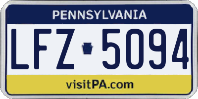 PA license plate LFZ5094
