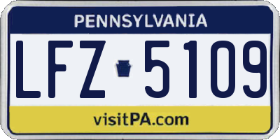PA license plate LFZ5109