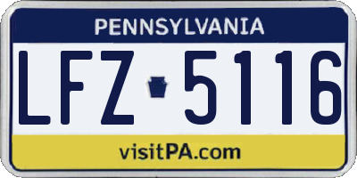 PA license plate LFZ5116
