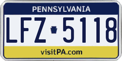 PA license plate LFZ5118