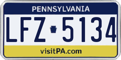 PA license plate LFZ5134